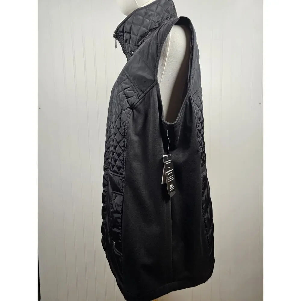 Sebby Collection Women's Black Quilted Vest Size 1X NWT - Picture 2 of 7
